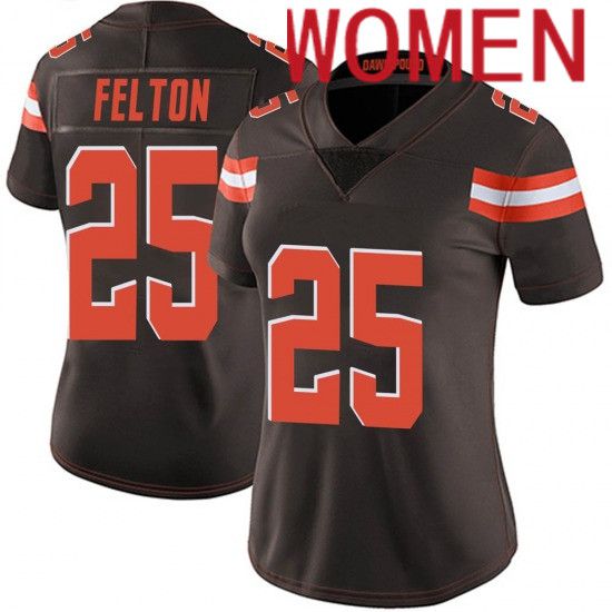 Women Cleveland Browns 25 Demetric Felton Nike Brown Team Color NFL Jersey